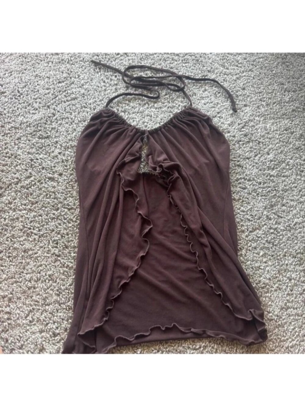 Vintage Y2K brown ruffled halter top